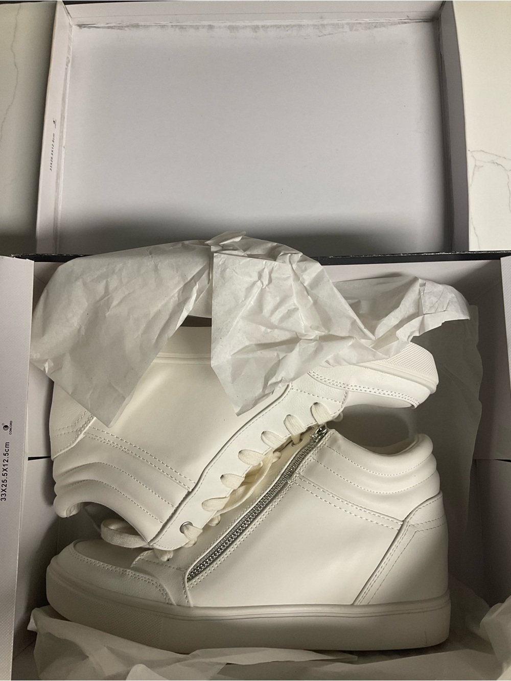 Nine West White High-Top Sneakers with Side Zipper